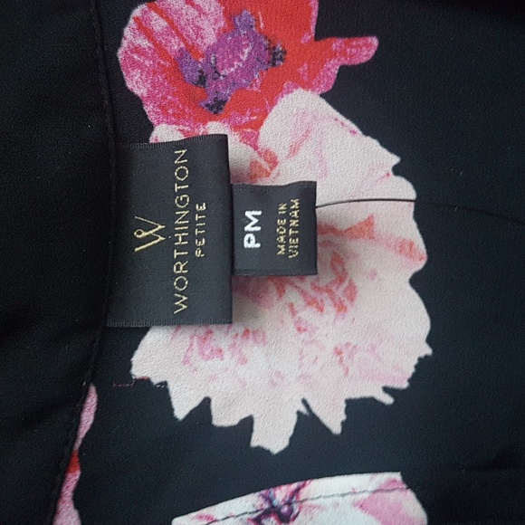 JC Penney Worthington Petite Sleeveless Floral Top Work Wear Neck Tie Size MP - Picture 2 of 11